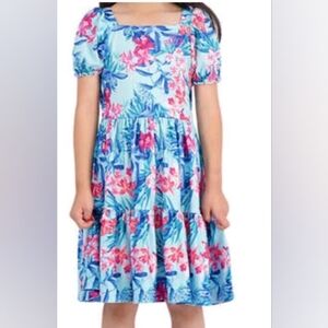 Tommy Bahama Floral Blue and Pink Kids Swing Dress Size 6